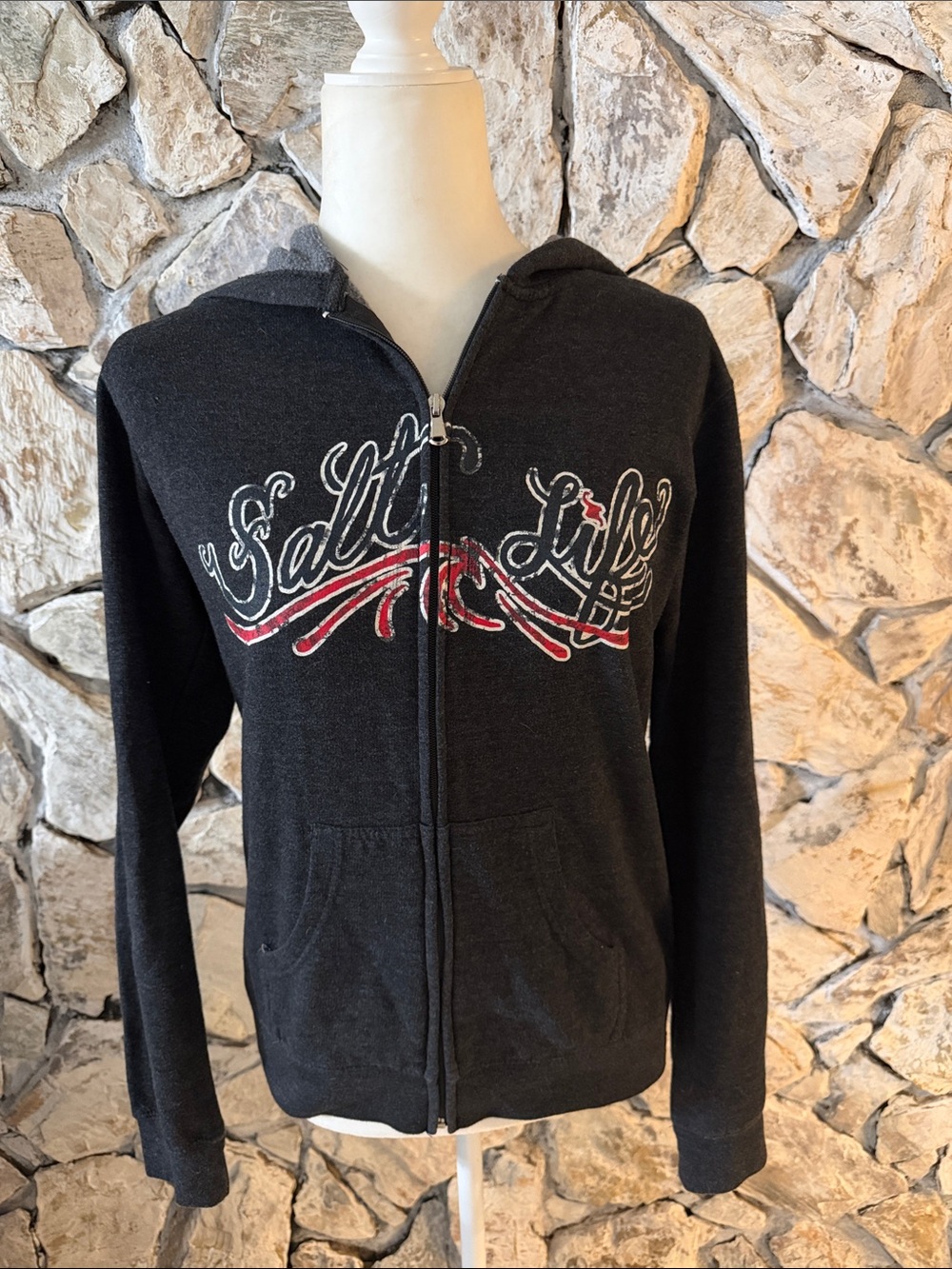 Salt Life Black Zip-Up Hoodie Size